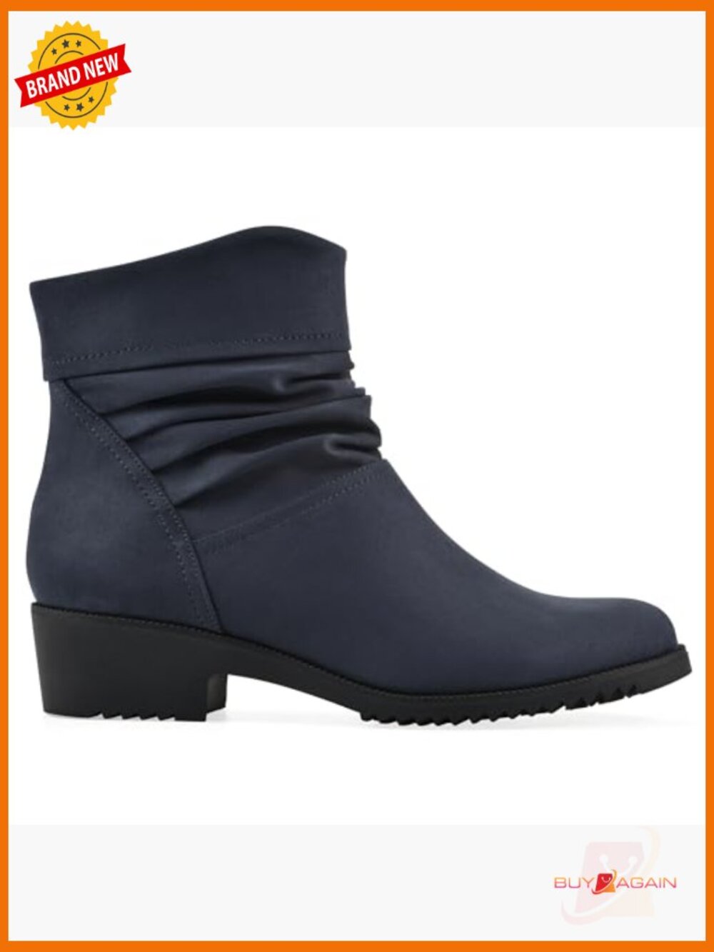 Cushioned Ankle Booties with Ruched Detail - Zip Closure - Picture 3 of 7